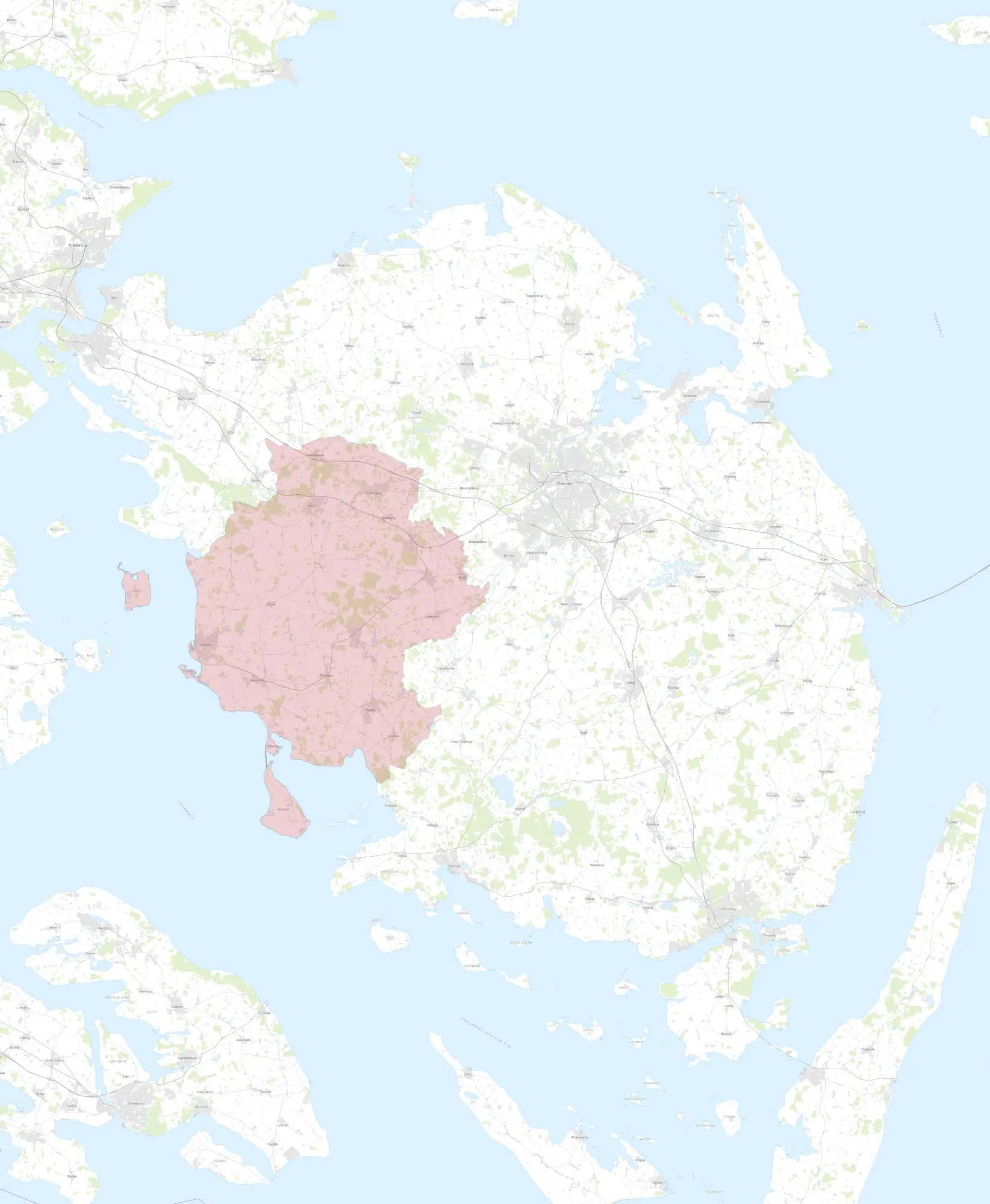 Kort over Fyn og Assens